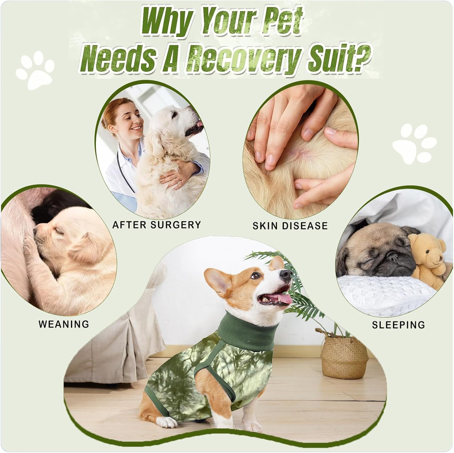 Lianzimau Traje de recuperación para perros, traje de esterilización para perras, alternativa de cono de cuello electrónico después de la cirugía,