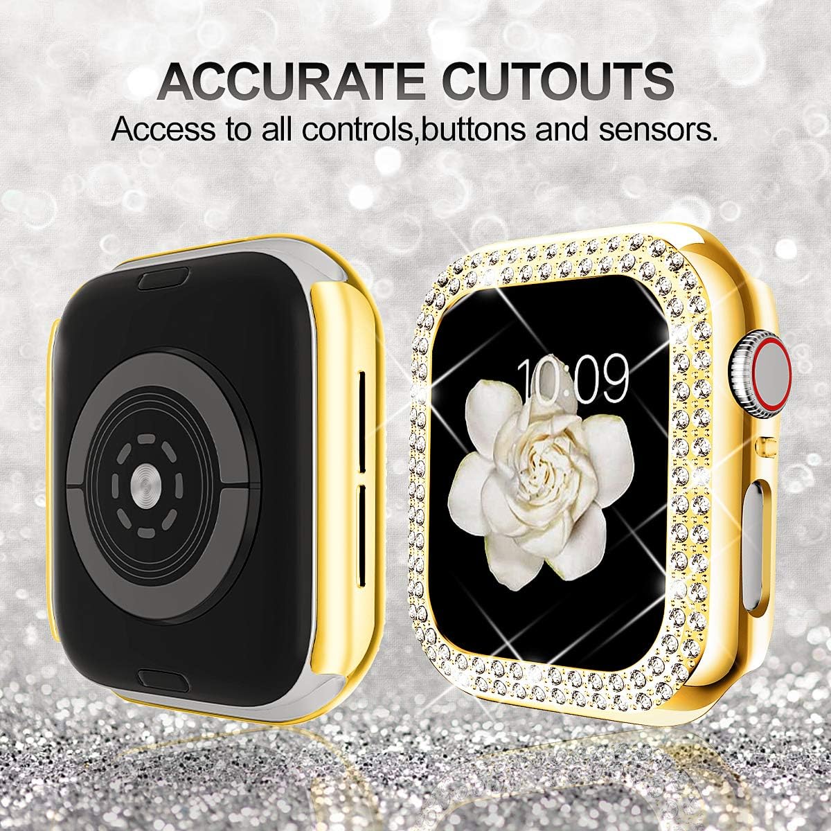DABAOZA Funda compatible con Bling Apple Watch Ultra 21 SE Series 9 8 7 6 5 4 3 2 1, brillante para mujeres y niñas, con diamantes de imitación de
