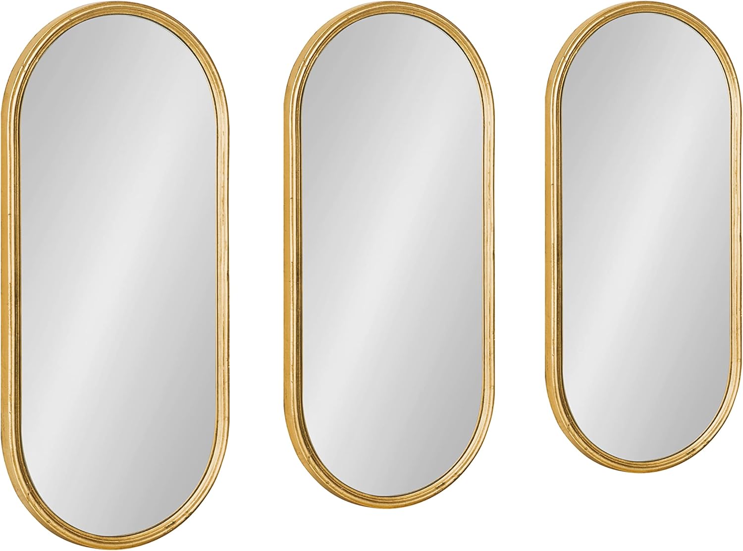 Kate and Laurel Caskill Glam – Juego de 3 espejos de pared, 10 x 22 pulgadas, color dorado, colección decorativa moderna de decoración de pared con