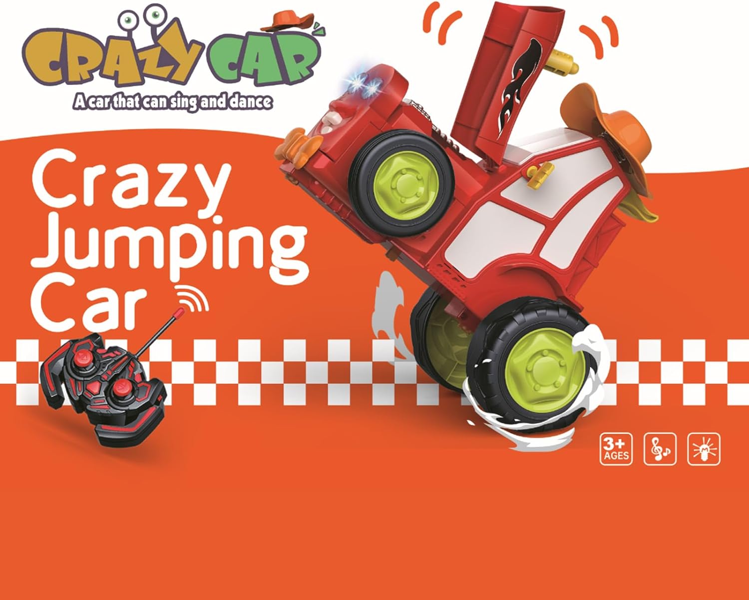 GoolRC Coche de control remoto, auto de salto loco con control remoto, juguete con luces musicales, regalo de cumpleaños de Navidad para niños