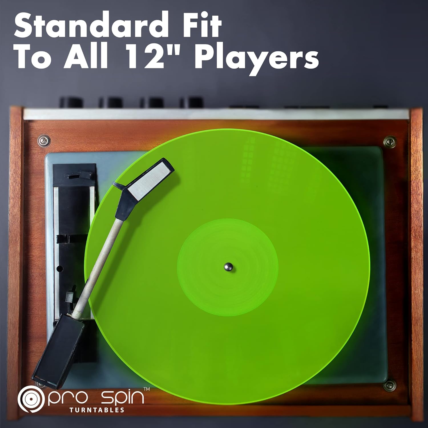 Green Glow – Tapete acrílico para tocadiscos vintage de vinilo de 12 pulgadas, cubierta antiestática, reduce el ruido y los sonidos de la estática y