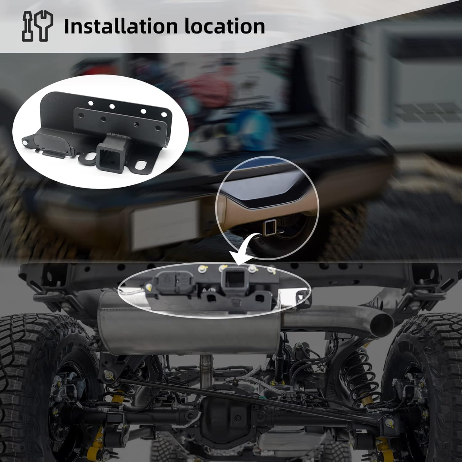 Enganche de remolque de 2 pulgadas para Ford Bronco 2021 2022 2023 24 puertas Clase 3 Receptor de enganche de gancho de remolque