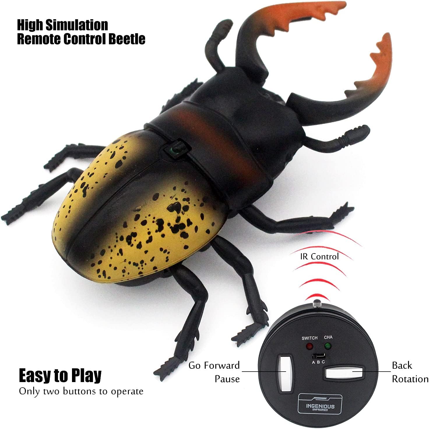 Tipmant RC Beetle Control remoto insectos realista simulación electrónica escalador animal broma vehículo de juguete regalos de cumpleaños para