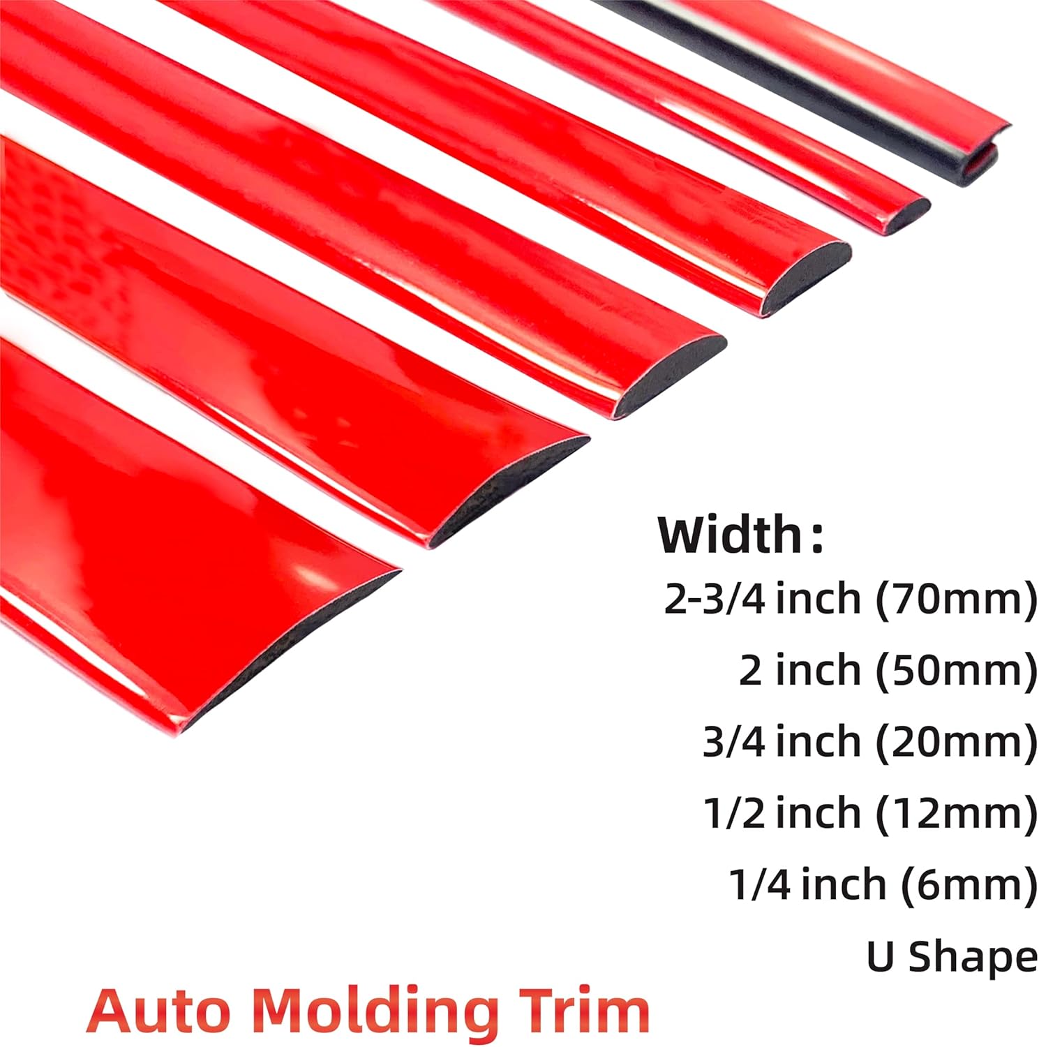 Tira decorativa de 16 pies, color rojo sólido, autoadhesiva, para exterior e interior, moldura universal para salpicadero, ventana, puerta,