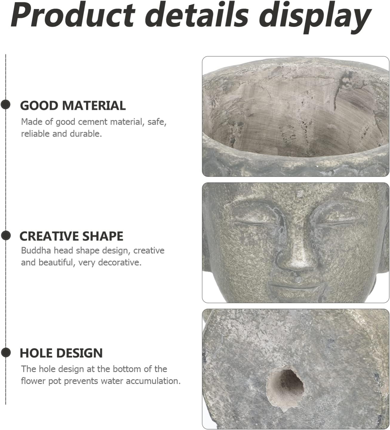 Maceta de Buda, cabeza de buda, estatua de jardín zen, maceta, escultura de budismo, regalos para el hogar, interior y exterior, verde oliva, 5.1 x