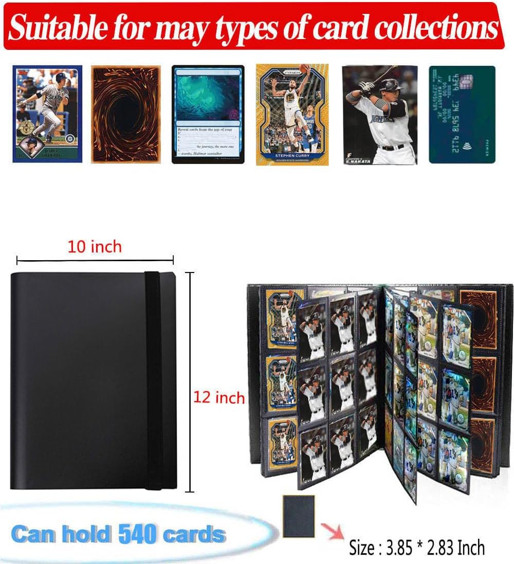 Carpeta para tarjetas coleccionables de 9 bolsillos, carpeta de colección de tarjetas, fundas para tarjetas deportivas para TCG, MTG, Yugioh,