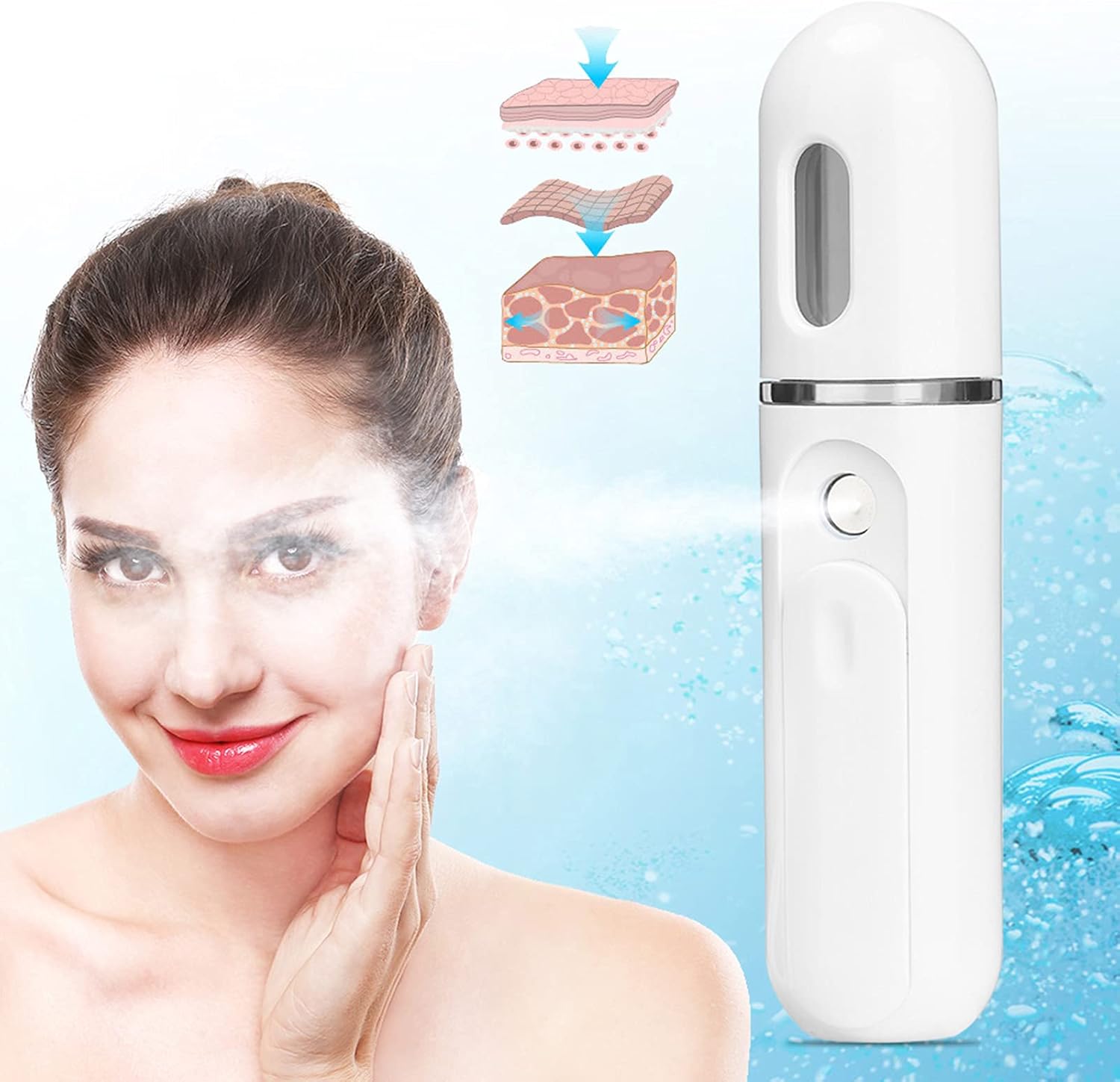 Atomizador de humedad facial de niebla fina para la cara Spritz de mano refrescante para la piel hidratación profunda, pulverizador de