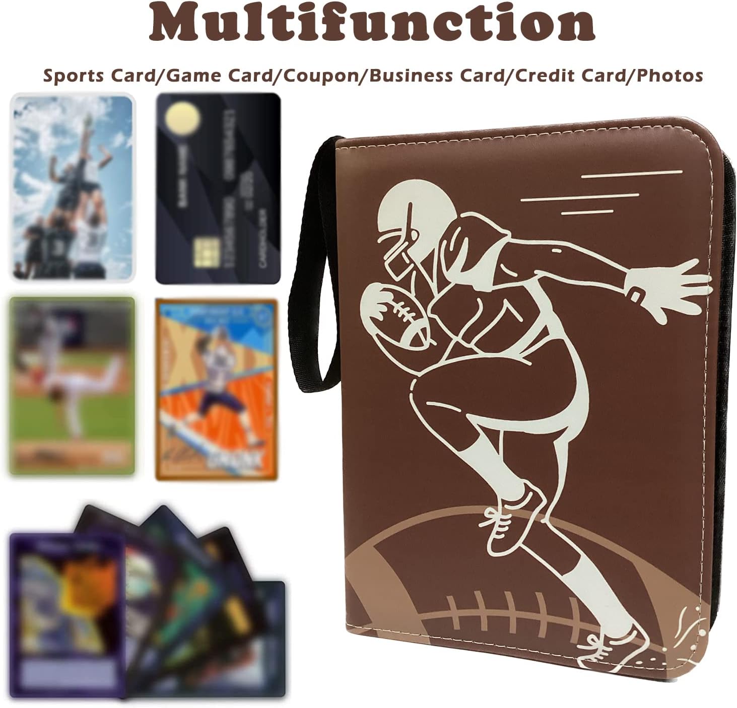 ZKXJJA Carpeta de tarjetas de fútbol con 9 bolsillos y fundas extraíbles, capacidad para 900 tarjetas