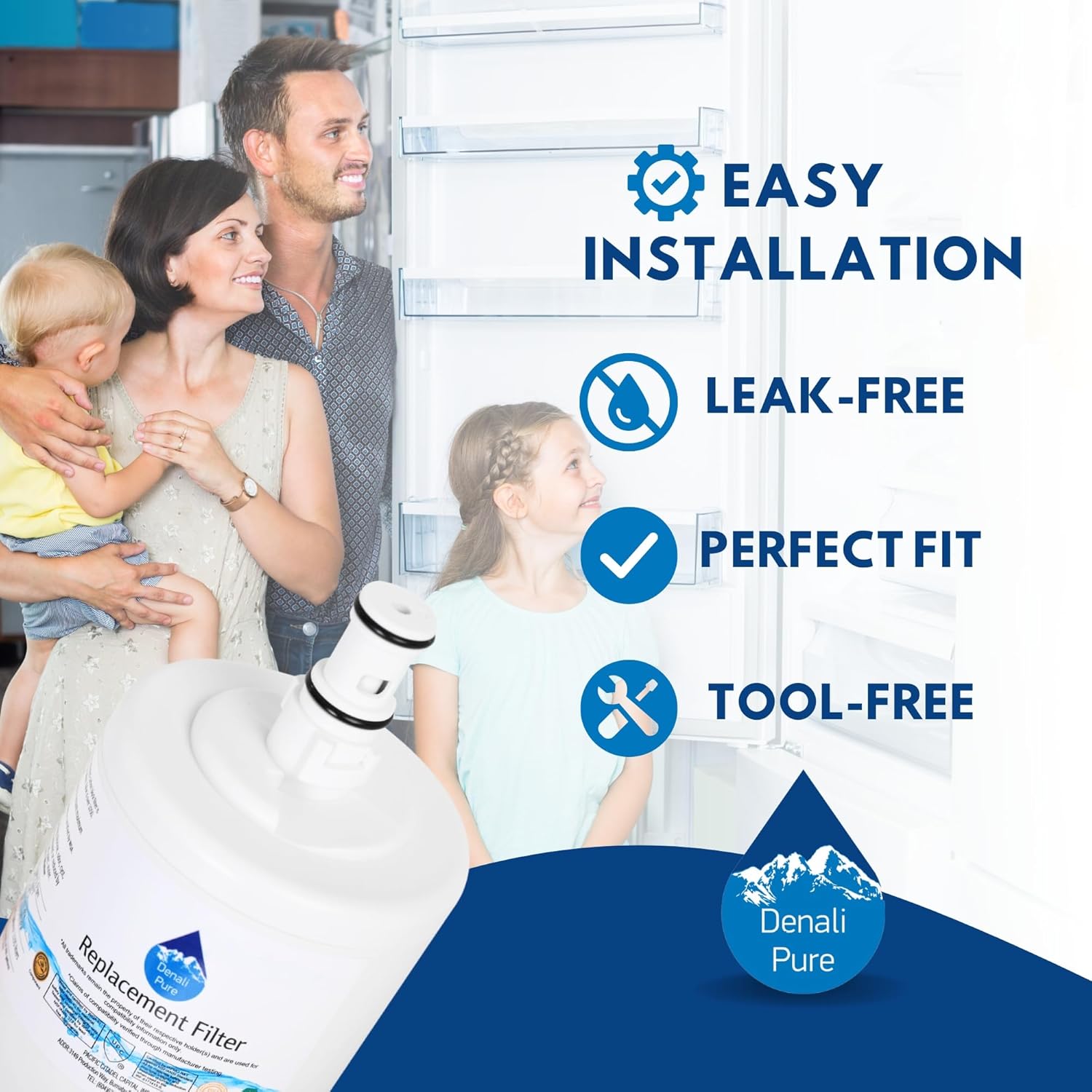 Paquete de 2 filtros de agua de repuesto para refrigerador Whirlpool ED5GTFXKQ00, compatible con Whirlpool 8171413, 8171414 cartucho de filtro de