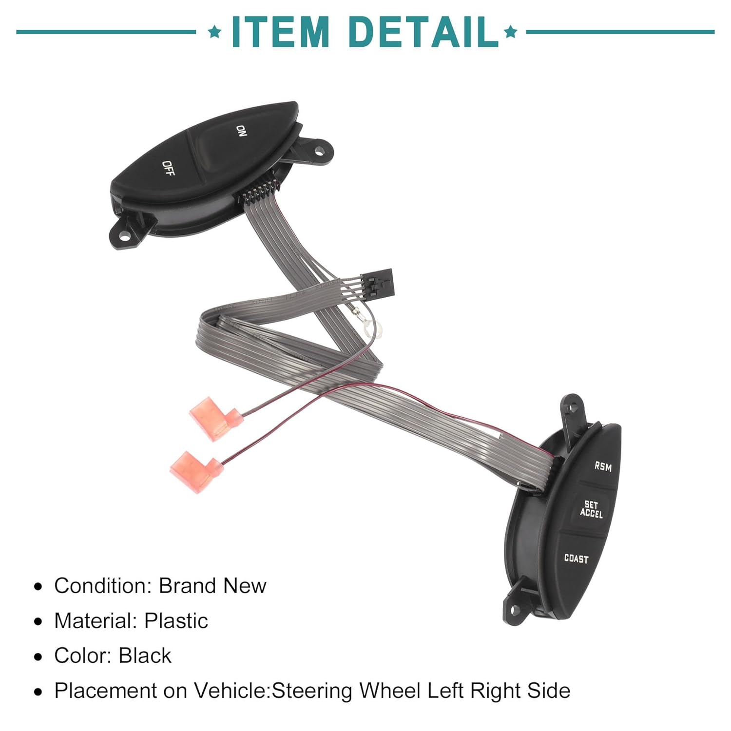 ACROPIX Botón del interruptor de control de crucero del volante delantero con cable para Ford para Ranger – Par de 1 negro