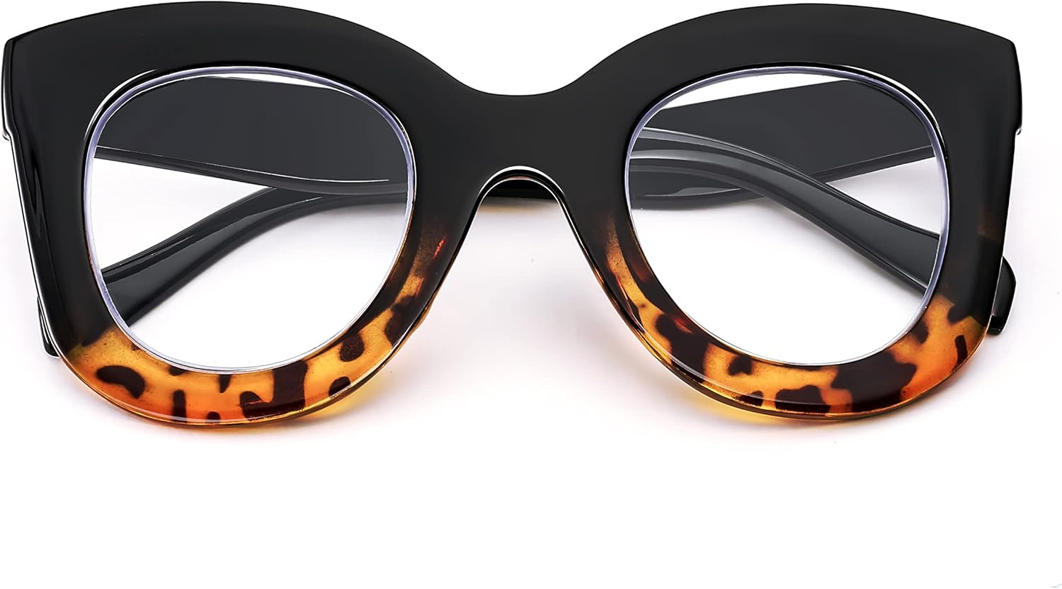 FEISEDY Gafas de lectura retro de gran tamaño con bloqueo de luz azul ojo de gato, marco grueso, antirreflejos, lectores digitales antifatiga ocular