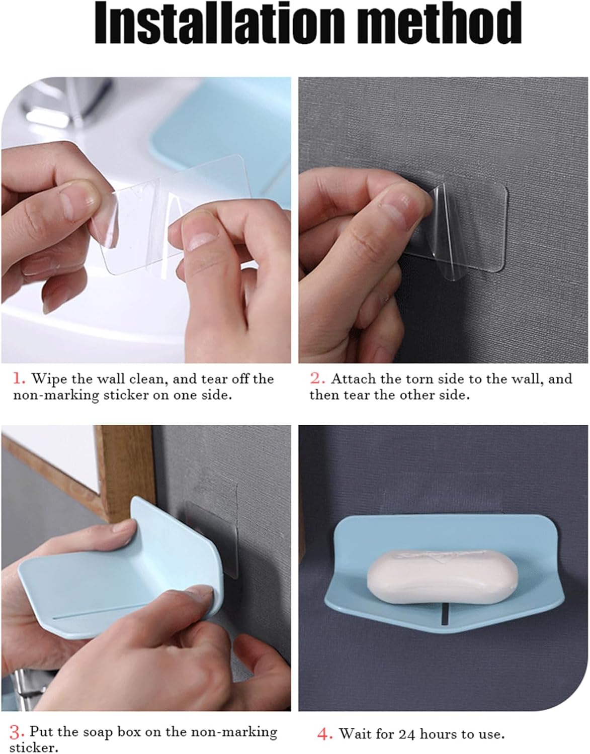 Jabonera para ducha montado en la pared para baño, jabonera autodrenante para ducha, soporte de barra de jabón de plástico para cocina (rosa, 2)