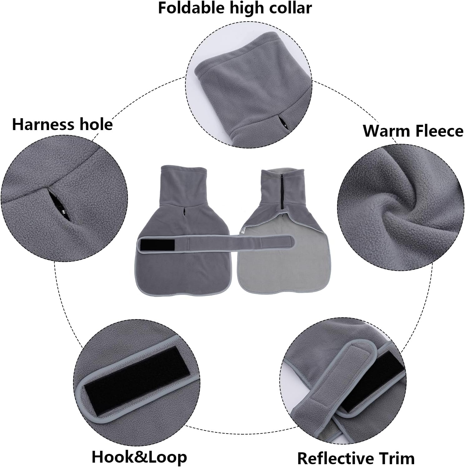 Geyecete – Chaqueta para perro, ideal para perros salchichas con forro de felpa acolchado y cuello alto, traje de nieve para perro con bandas