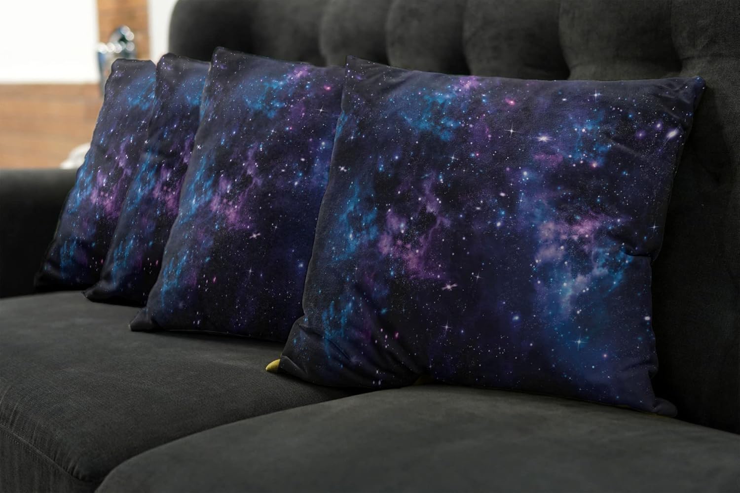 Ambesonne Paquete de 4 fundas de cojín espaciales, diseño de cielo místico, cúmulos de estrellas, cosmos, nebulosa, paisajes celestiales, obras de