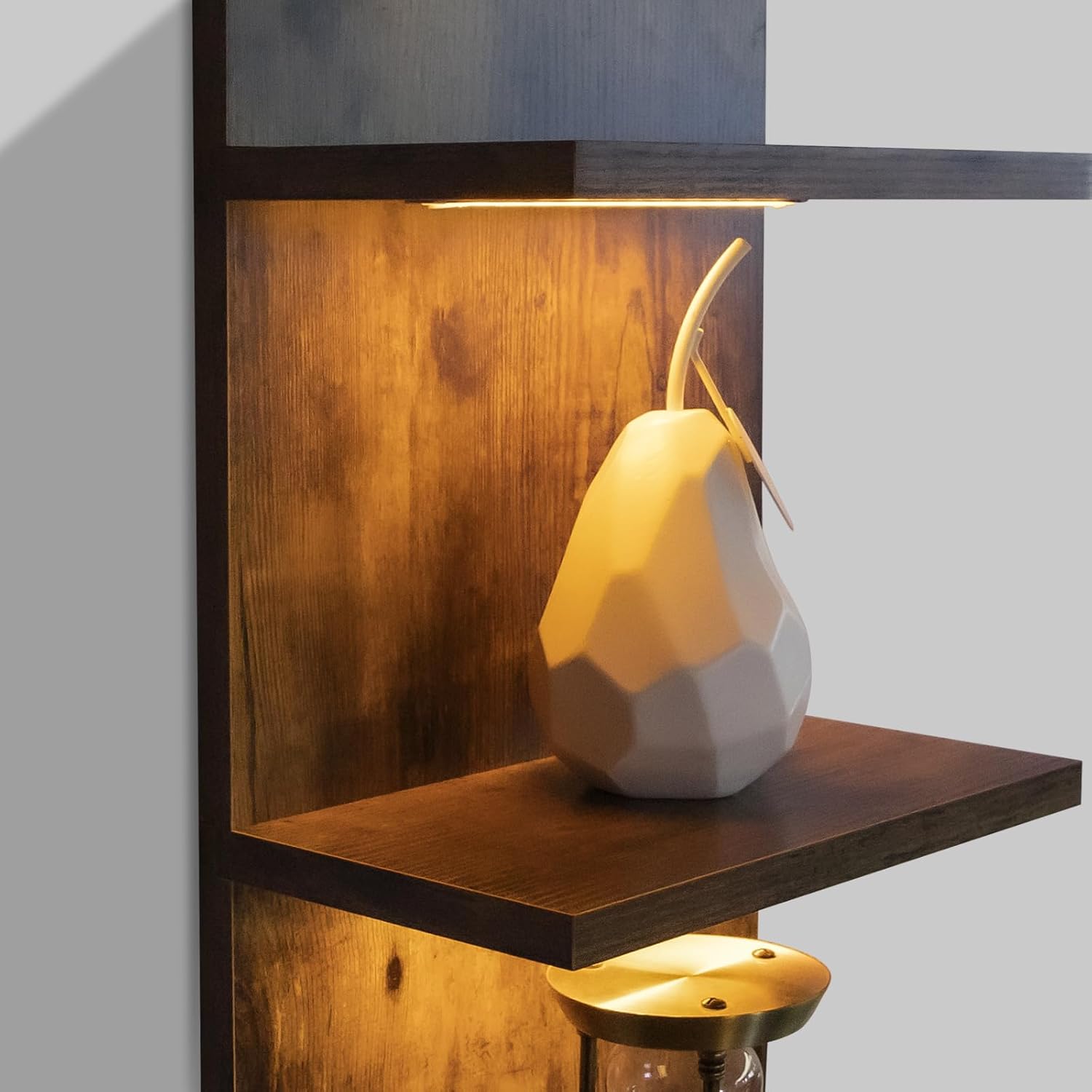 Estantes de pared de 5 niveles con luz LED, estante de columna vertical, almacenamiento flotante, organizador de decoración del hogar, estante de