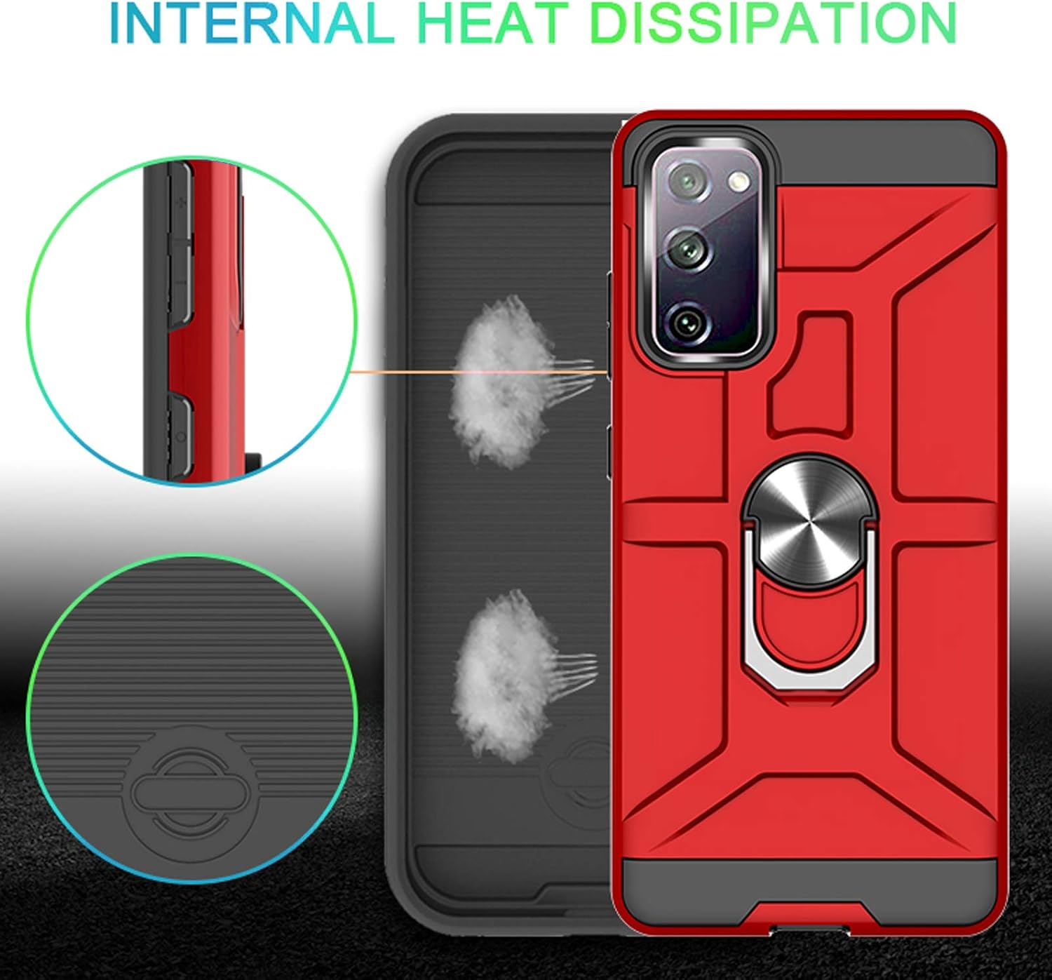 Funda para Galaxy S20 Fe, de doble capa, a prueba de golpes, con soporte de anillo giratorio de 360, adecuada para Samsung Galaxy S20 Fe (oro rosa)