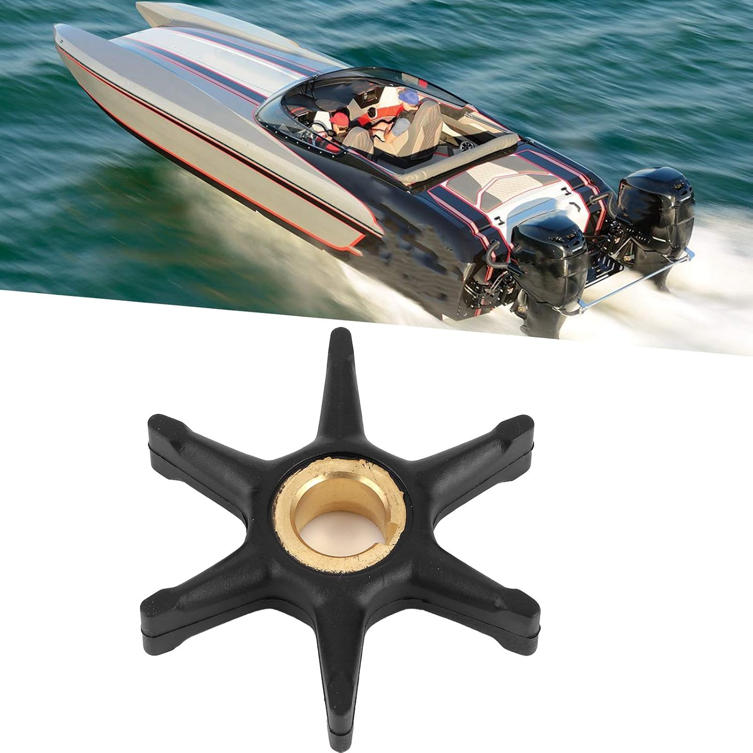 Impulsor de bomba de agua, 377178 775519 18-3003, impulsor marino fuera de borda de goma de cobre apto para motor fuera de borda Johnson Evinrude