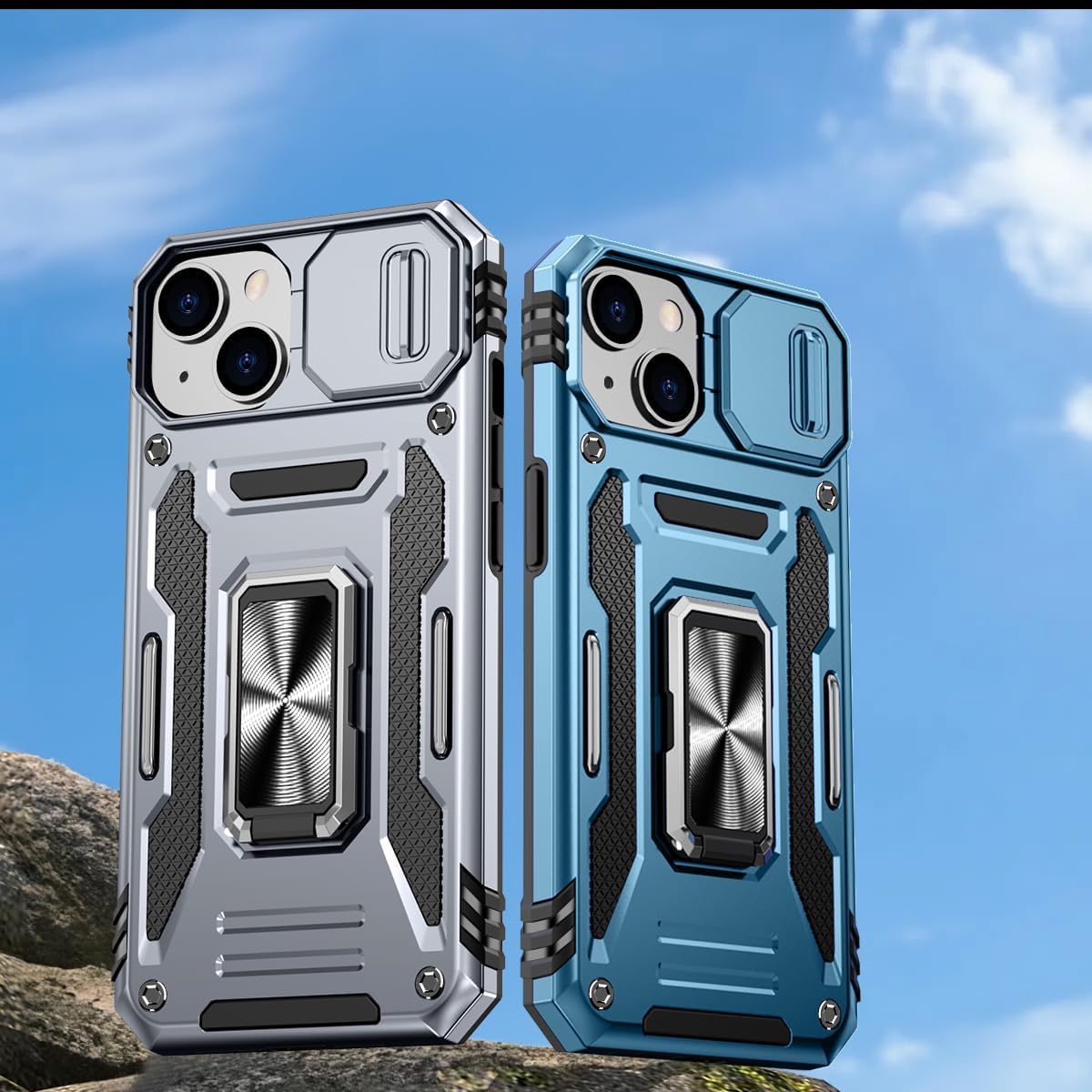 Funda para Samsung Galaxy S23 Ultra, con soporte, cubierta deslizante para cámara, parte trasera mate de grado militar, a prueba de golpes, para