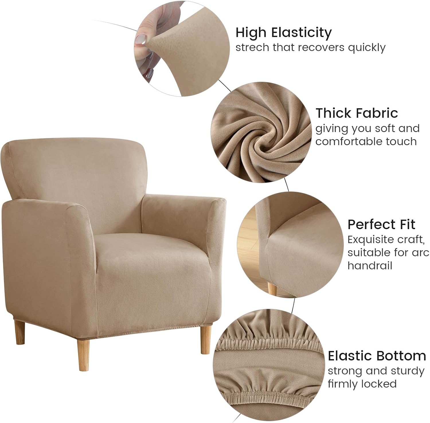 MIFXIN Funda para sillón de banquete, funda elástica de terciopelo para sillón, 1 pieza de elastano, protector de muebles elástico para sofá de 1