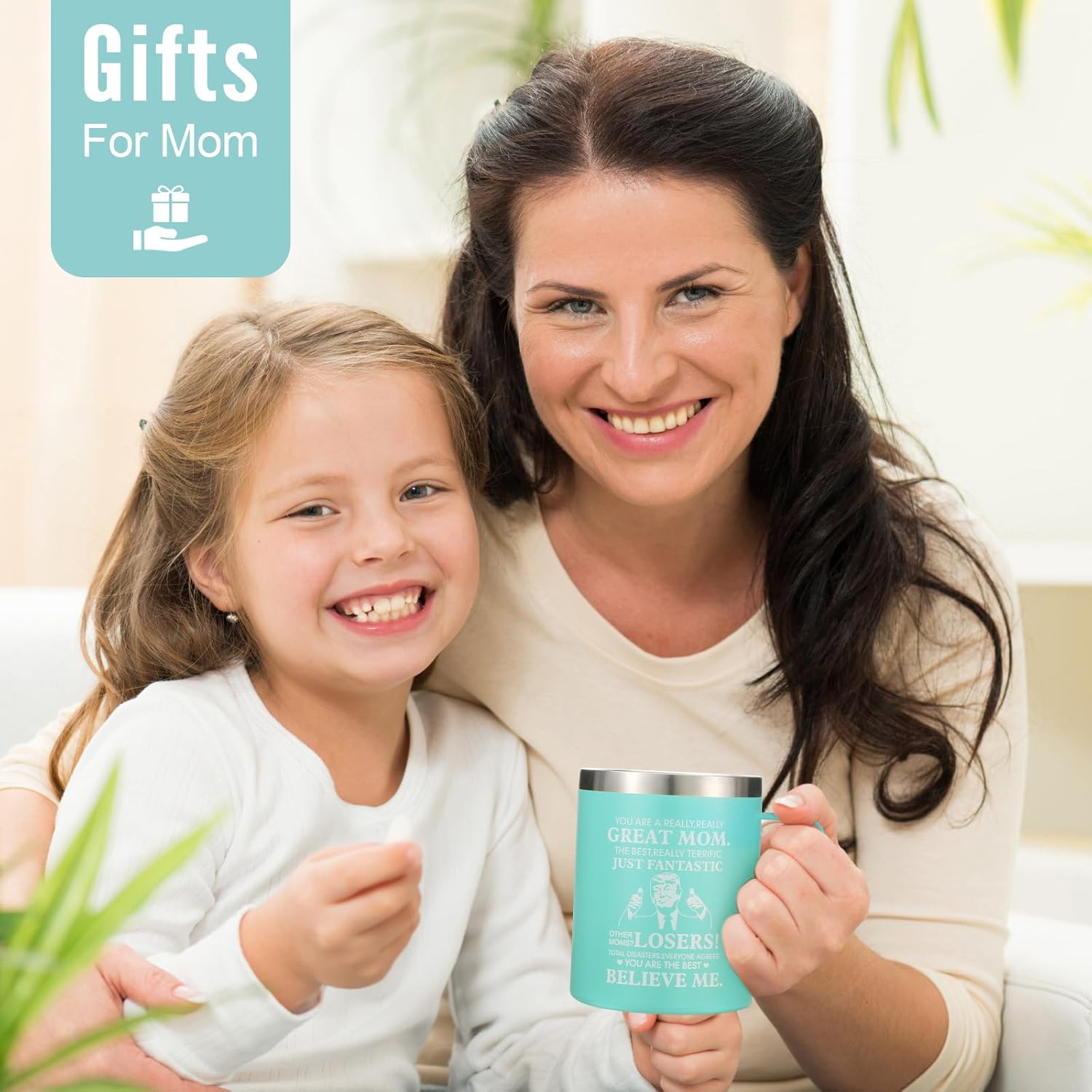 NOWWISH Regalos para el día de la madre para mamá de hija e hijo, taza de café con texto en inglés “You’re A Really Great Mom”, regalos de