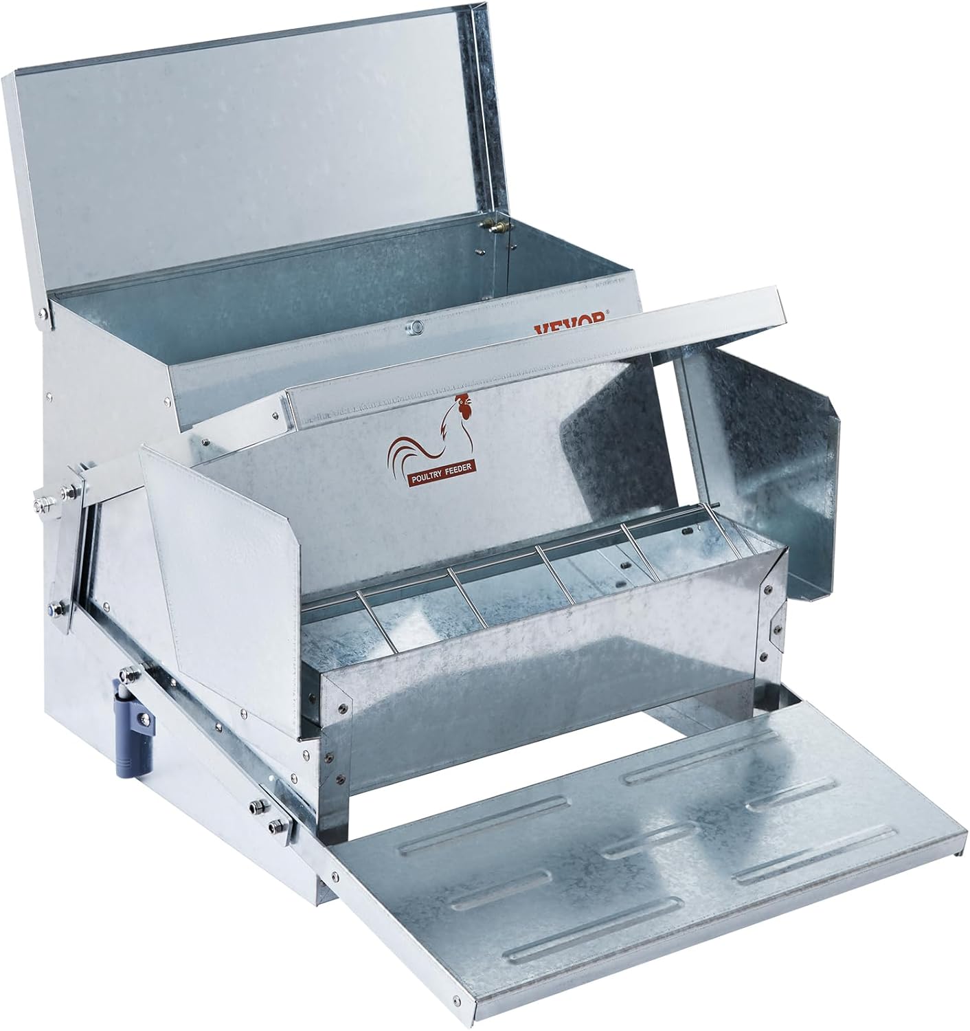 VEVOR CF-25 – Alimentador automático para aves de corral de acero galvanizado con tapa impermeable, prevención de aves, para pollos, faisanes,