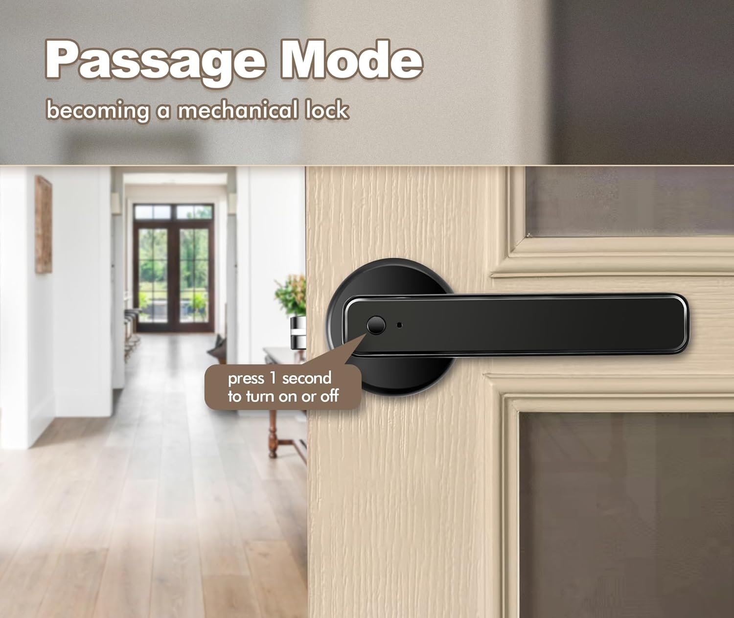 Pomo de puerta de huellas dactilares, función completa, perilla inteligente 5 en 1, cerradura de puerta de huellas dactilares para dormitorio,