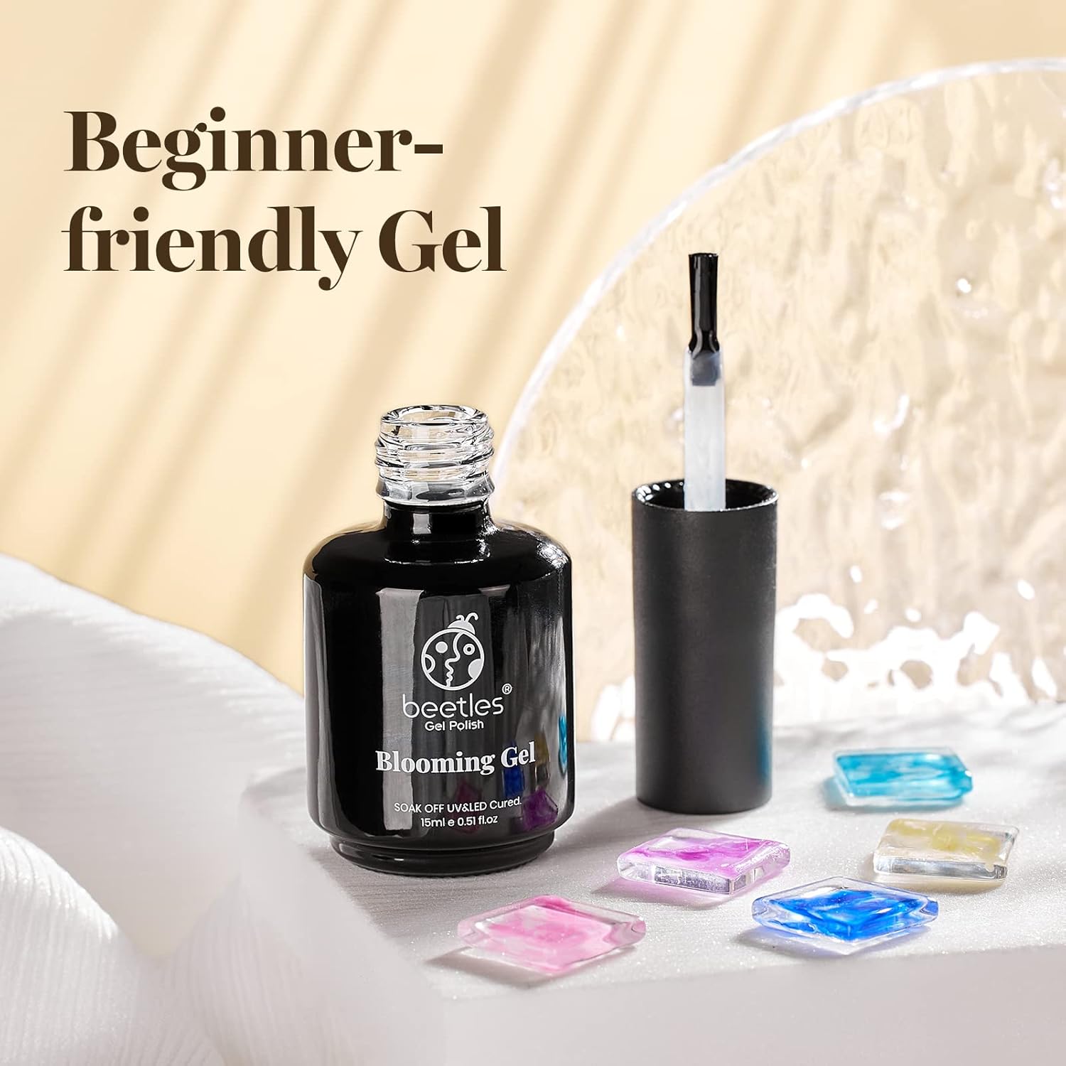 Beetles – Esmalte de uñas de gel 5 en 1, gel fortalecedor y gel para florecer uñas, 0.5 onzas líquidas, esmalte de gel transparente UV LED para