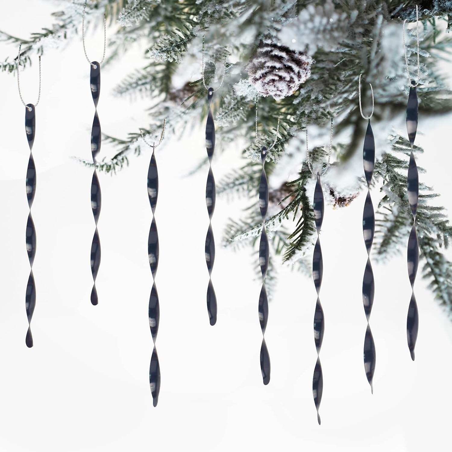 ZHMTang 24 adornos colgantes de Navidad, carámbanos de aluminio torcidos para boda, Halloween, decoración de árbol de vacaciones (brillante, 7