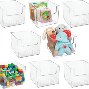 mDesign Contenedores organizadores de almacenamiento de plástico para el hogar con frente abierto para cocina, dormitorio, baño, oficina, mDesign Contenedores organizadores de almacenamiento de plástico para el hogar con frente abierto para cocina, dormitorio, baño, oficina,