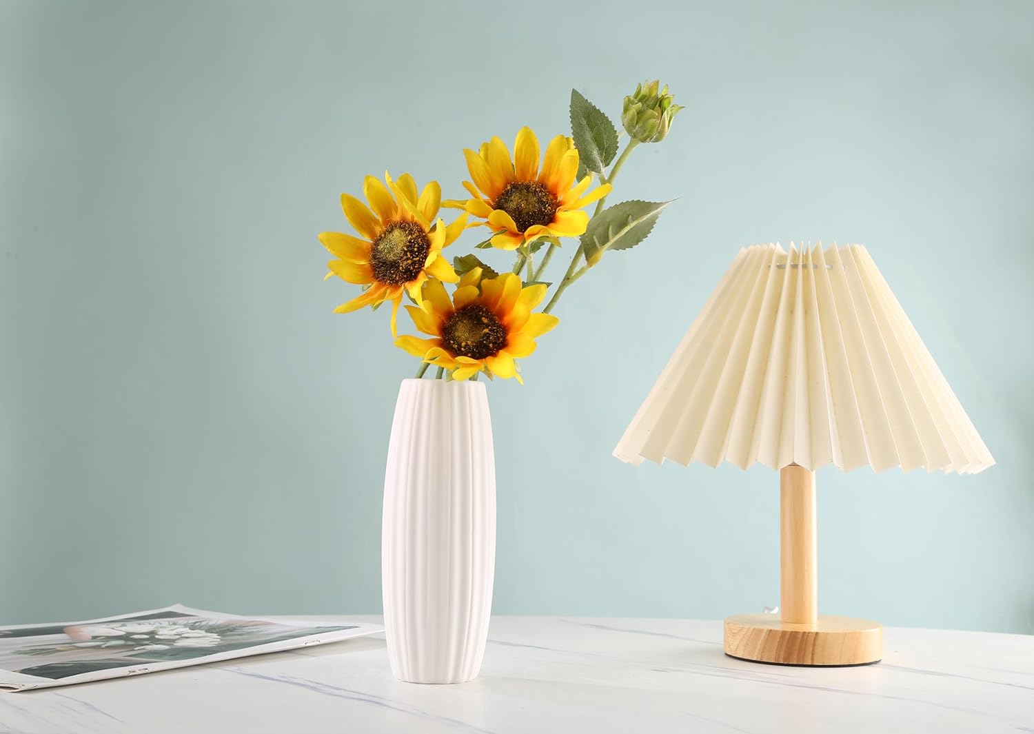 -Jarrón de cerámica blanca para decoración del hogar, jarrón seco de estilo moderno, comedor, dormitorio, oficina, sala de estar, buenos accesorios