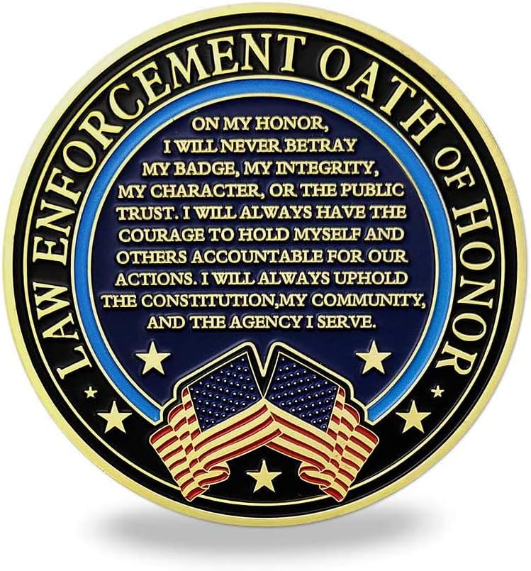 Moneda de desafío de aplicación de la ley de Estados Unidos delgada línea azul policial oración militar