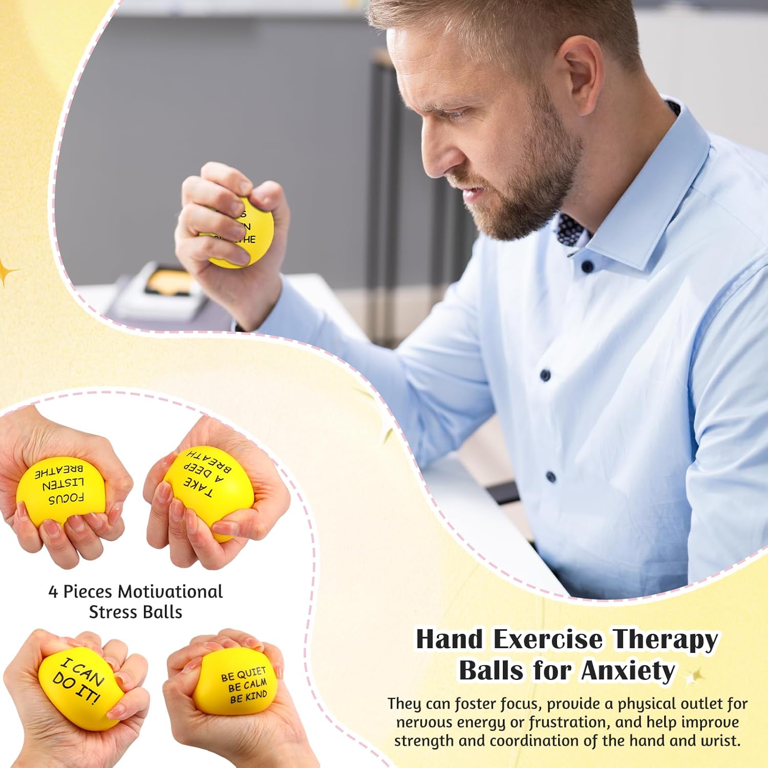 4 bolas motivacionales para el estrés para adultos, bolas de alivio del estrés con citas inspiradoras para fomentar la motivación del ejercicio de