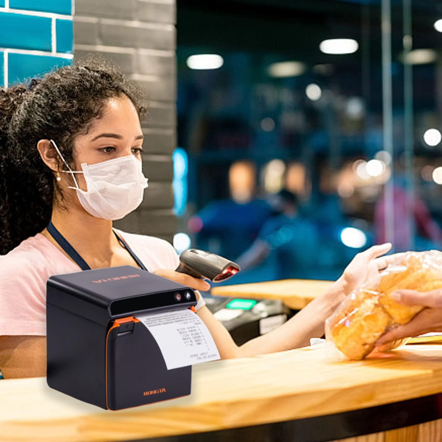 Rongta Impresora POS de 3.150 in, impresora térmica de recibos, impresora de cocina con cortador automático ESCPOS, compatible con impresora de caja