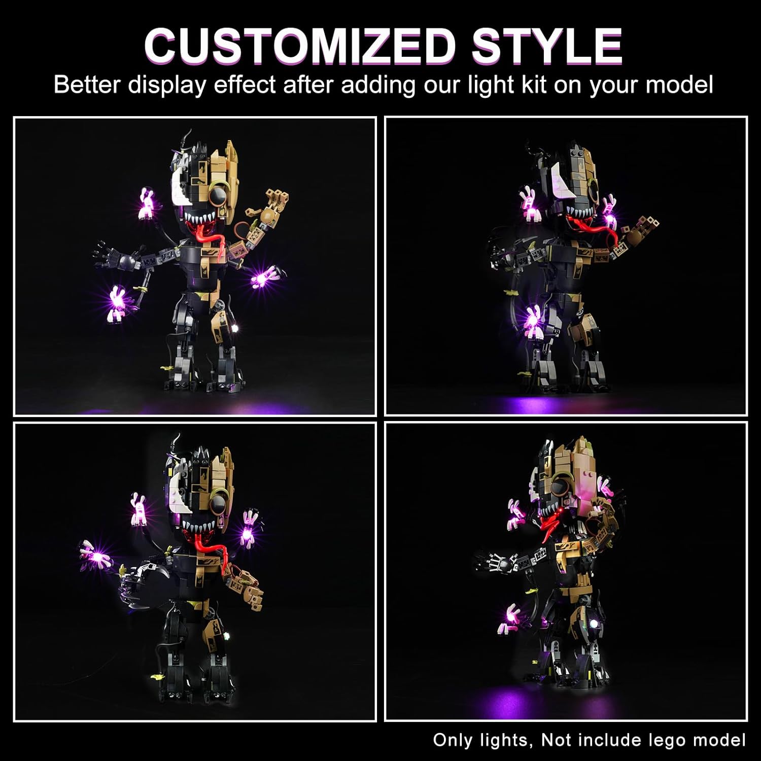 Kit de luz LED para Lego Marvel Venomized Groot 76249, kit de iluminación creativa compatible con Lego 76249 (solo luces, sin juego de Lego)