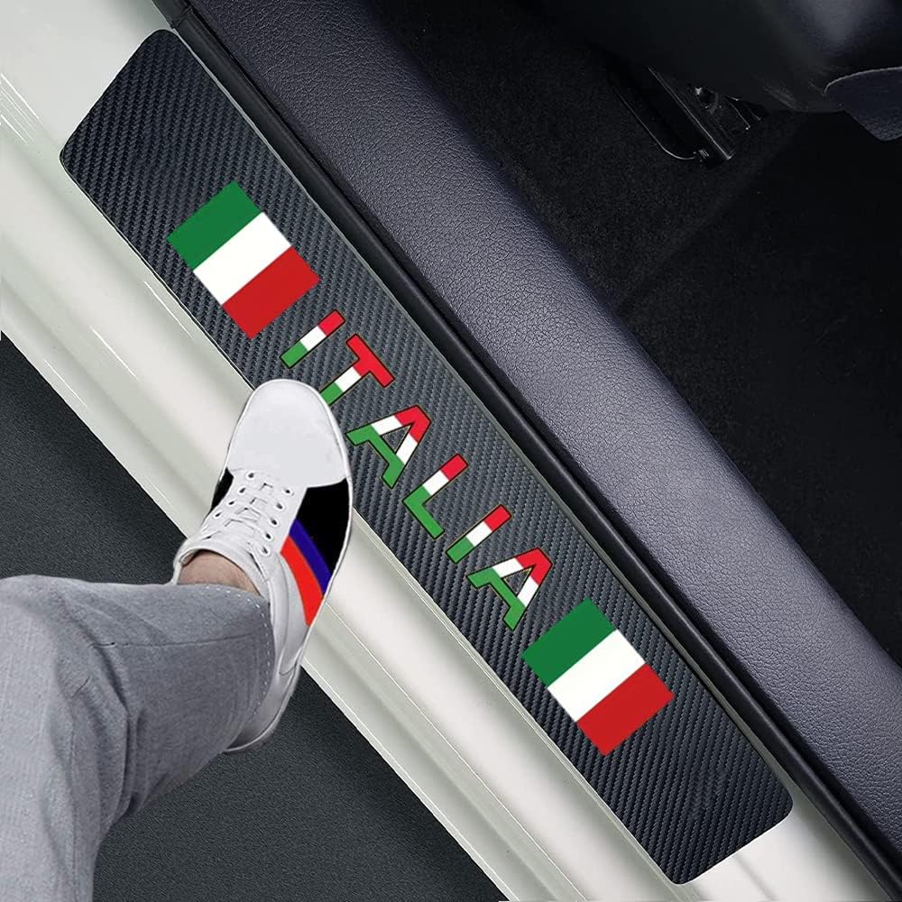 FLAGSP 4 unidades de protectores de fibra de carbono para umbral de puertas delanterastraseras de automóvil con adhesivo decorativo para proteger el