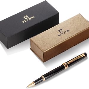 Keyzor Bolígrafo de lujo laca negra con ribete de oro real de 24 quilates Schmidt bolígrafo de primera calidad bolígrafo negro ejecutivo caja de Keyzor Bolígrafo de lujo laca negra con ribete de oro real de 24 quilates Schmidt bolígrafo de primera calidad bolígrafo negro ejecutivo caja de