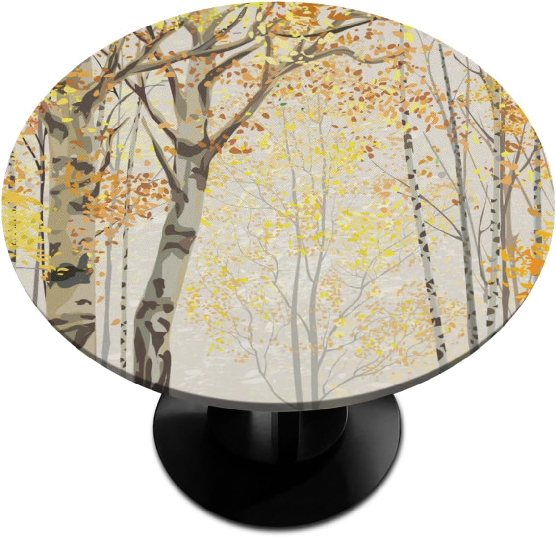 Mantel redondo ajustado con borde elástico, diseño de hojas de otoño, impermeable, lavable, para mesas redondas, ideal para picnic, patio, se adapta