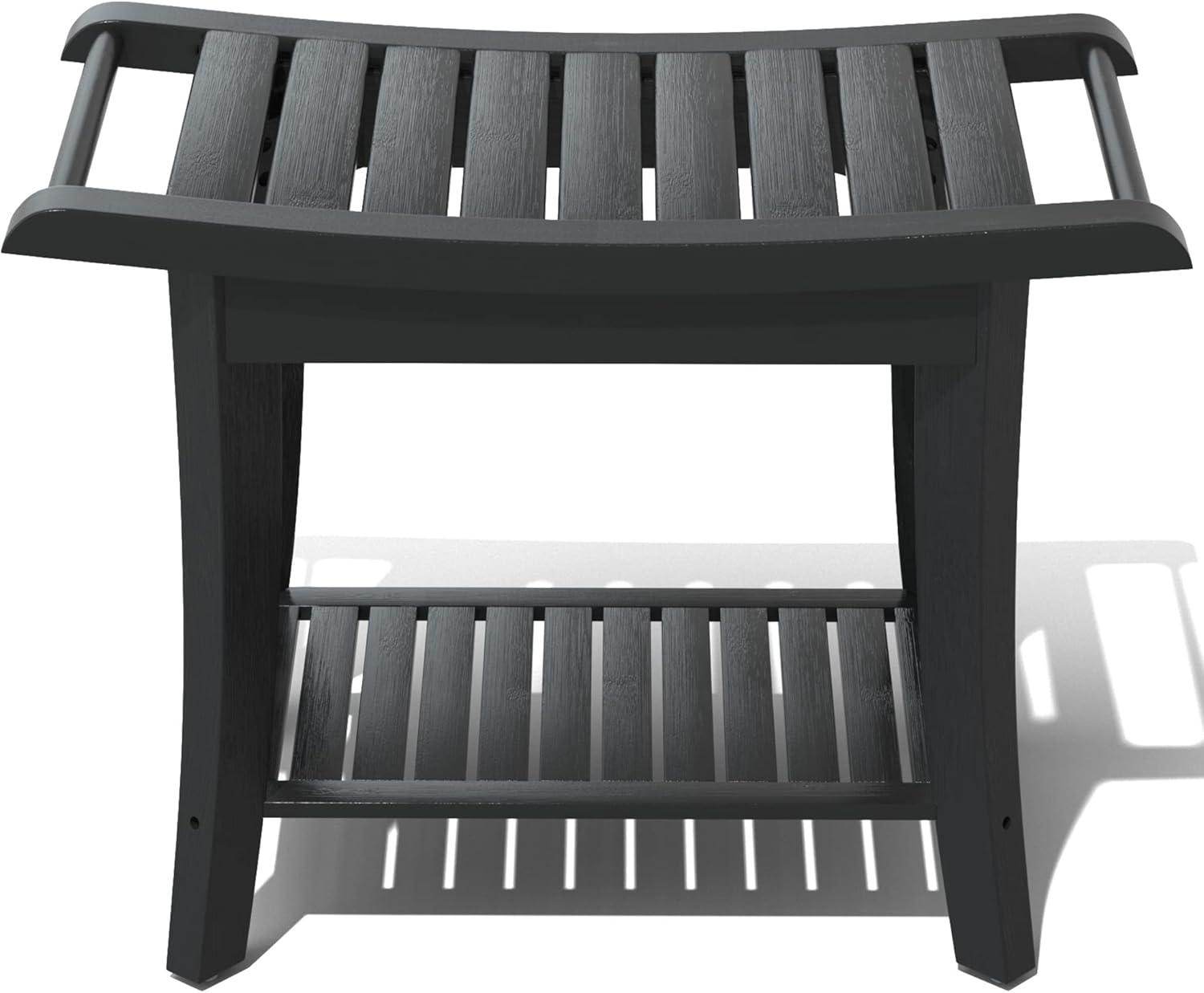 Taburete de ducha de bambú impermeable con estante de almacenamiento para afeitarse las piernas o asiento de baño de spa en el baño y ducha interior