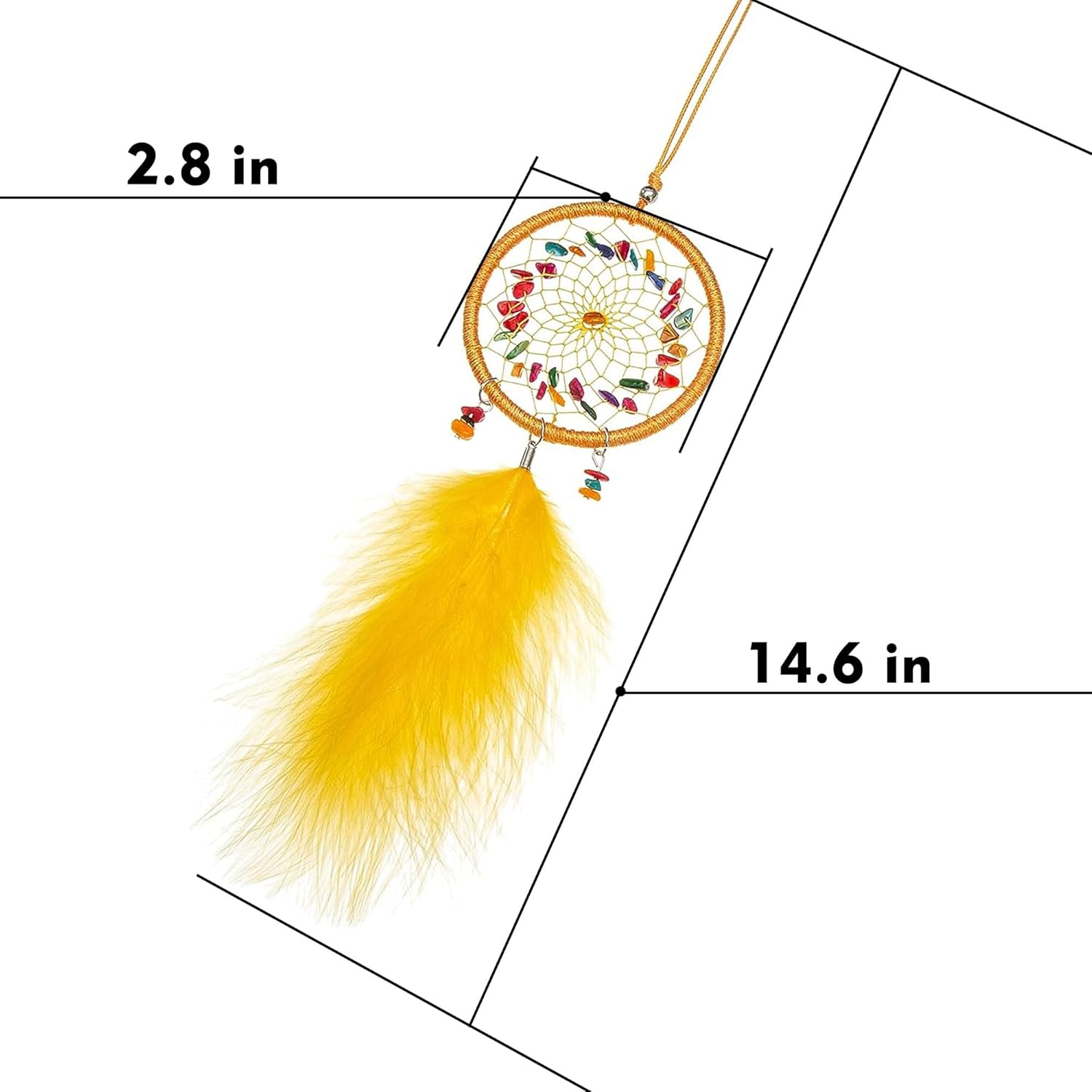 Mini atrapasueños  Plumas de pavo amarillo prímula, atrapasueños pequeños hechos a mano para dormitorio, atrapasueños para niñas, atrapasueños para