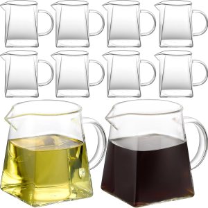 10 jarras cuadradas de vidrio de 11.8 onzas, jarra pequeña de vidrio para espumar leche, resistente a altas temperaturas, taza espumadora de leche 10 jarras cuadradas de vidrio de 11.8 onzas, jarra pequeña de vidrio para espumar leche, resistente a altas temperaturas, taza espumadora de leche