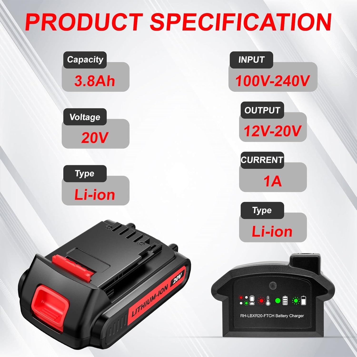 POWTREE LBXR20 – Batería de repuesto para herramientas inalámbricas Black and Decker de 20 V máx. Batería de litio LB20 LBX20 LBXR2020-OPE LBX4020