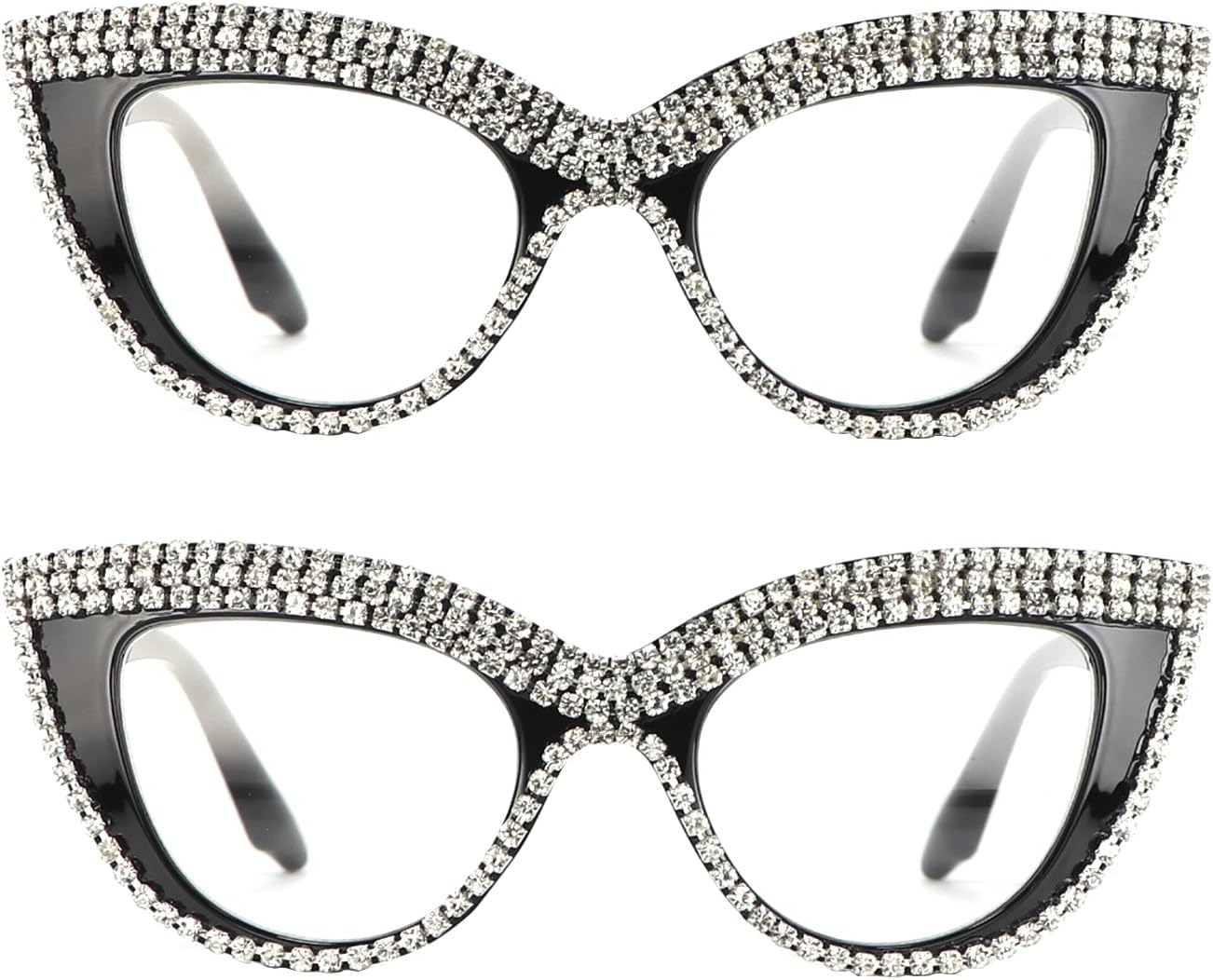 Gafas de lectura de ojo de gato para mujer, con diamantes de imitación ampliados, bloqueo de luz azul
