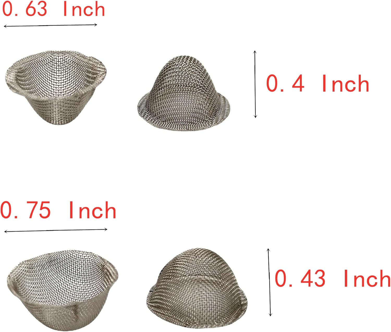 30 piezas de pantallas de tubería de 0.75 pulgadas (34) de acero inoxidable con diseño cónico con caja de metal. Tamaño ajustable