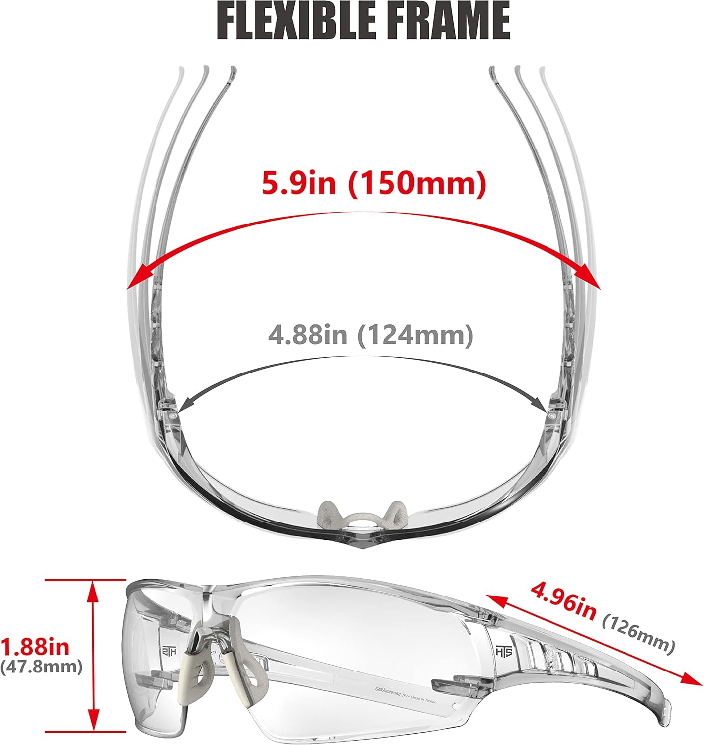 HUNTERSKY HTS – Gafas de seguridad transparentes para disparar y antivaho ligeras, con ANSI Z87.1, resistentes a los arañazos