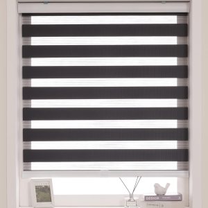 FOIRESOFT Persianas y persianas enrollables de cebra sin cordones básicas, inalámbricas, negras, 26 pulgadas de ancho x 32 pulgadas de alto de doble FOIRESOFT Persianas y persianas enrollables de cebra sin cordones básicas, inalámbricas, negras, 26 pulgadas de ancho x 32 pulgadas de alto de doble