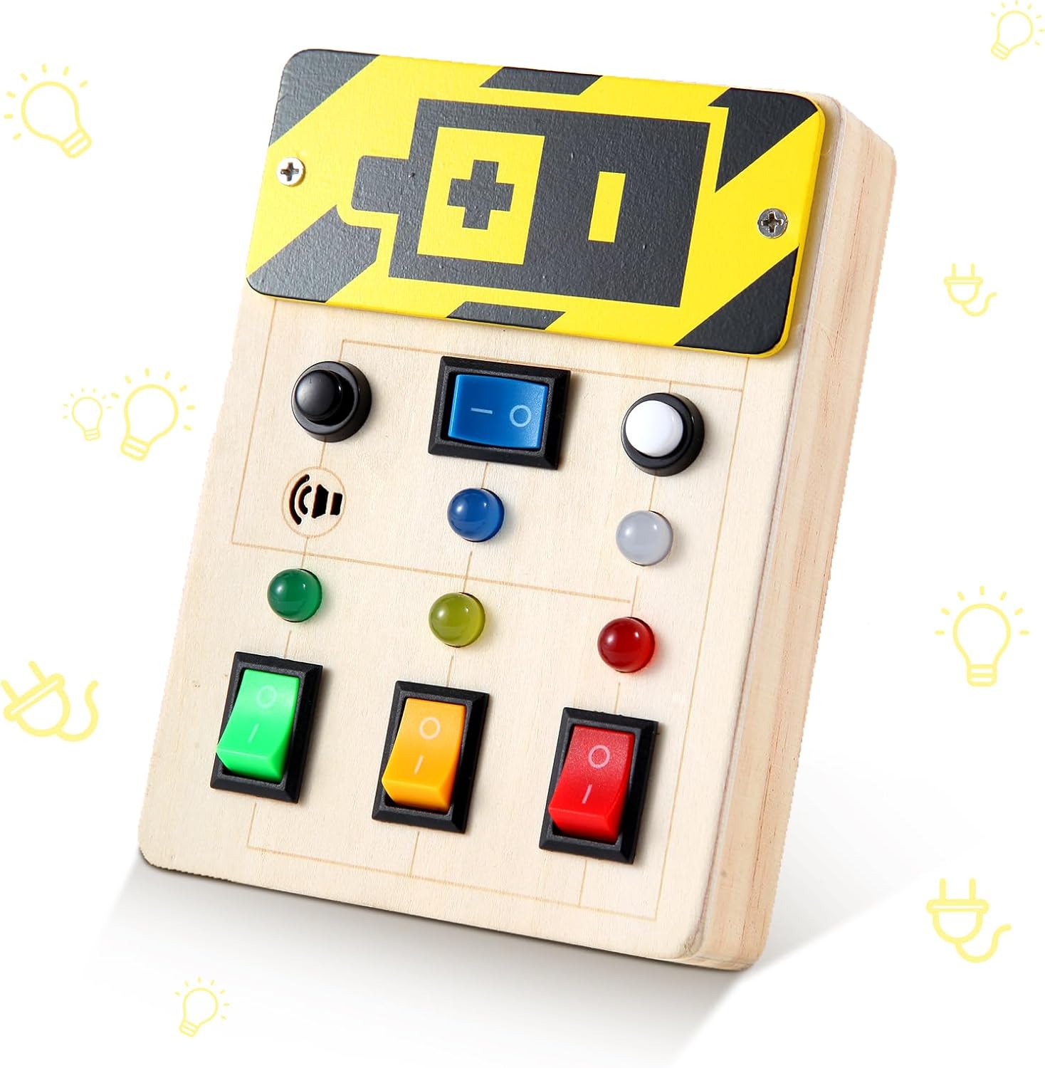 Asweets Montessori – Tabla de actividades para niños pequeños, tablero de madera con interruptores de luz LED, juguetes sensoriales para autismo,