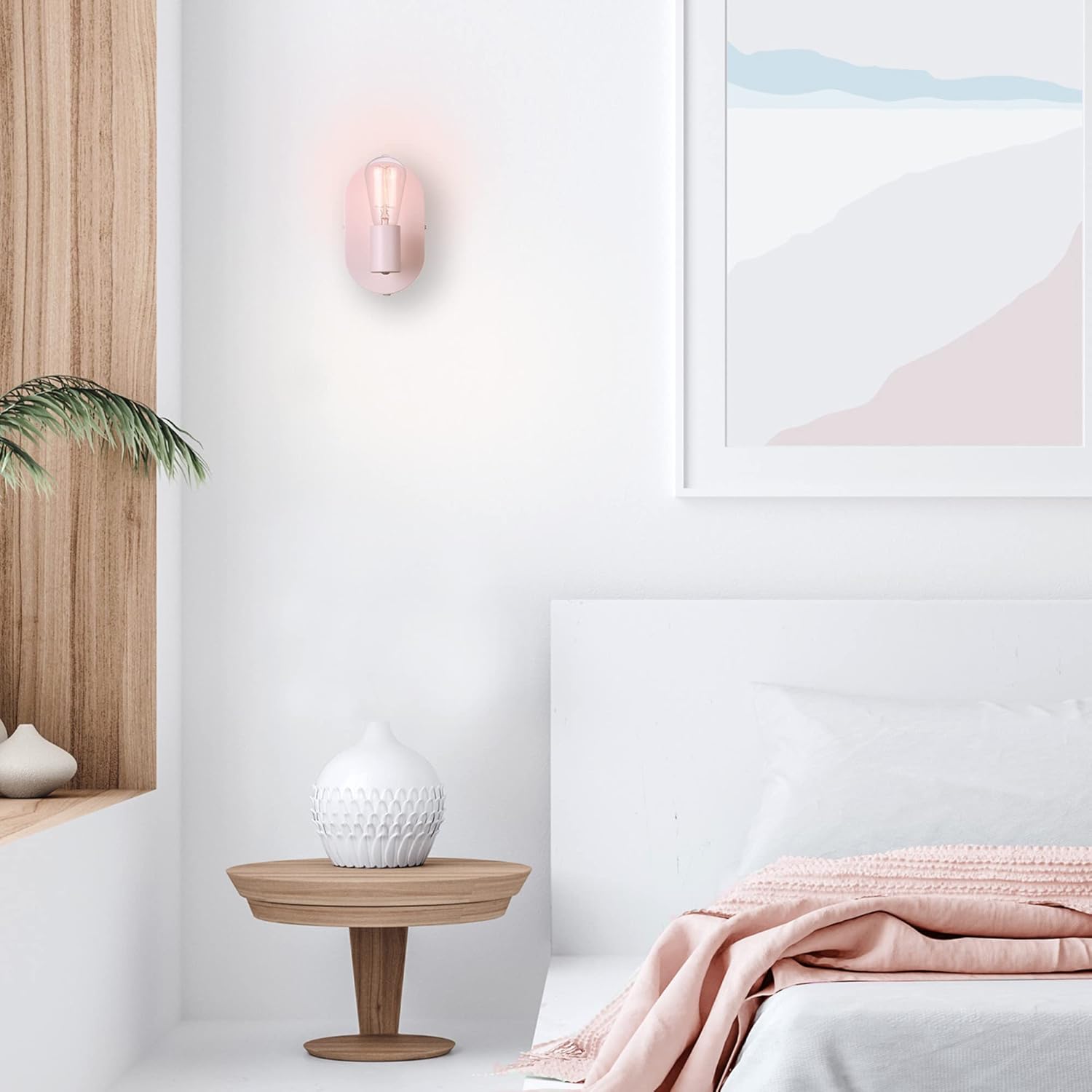 Globe Electric 52102 Kiel – Aplique de pared con 1 luz o cable duro, rosa mate, bombilla no incluida