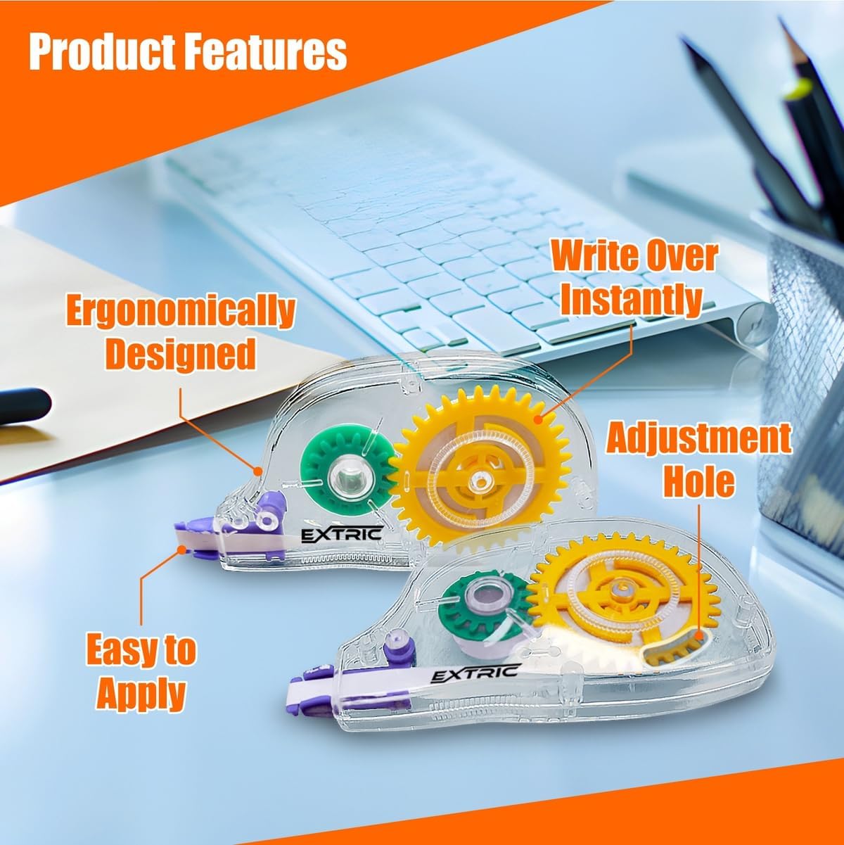 White Out – Paquete de 12 cintas de corrección fáciles de usar para correcciones instantáneas, resistente a desgarros para suministros de oficina y