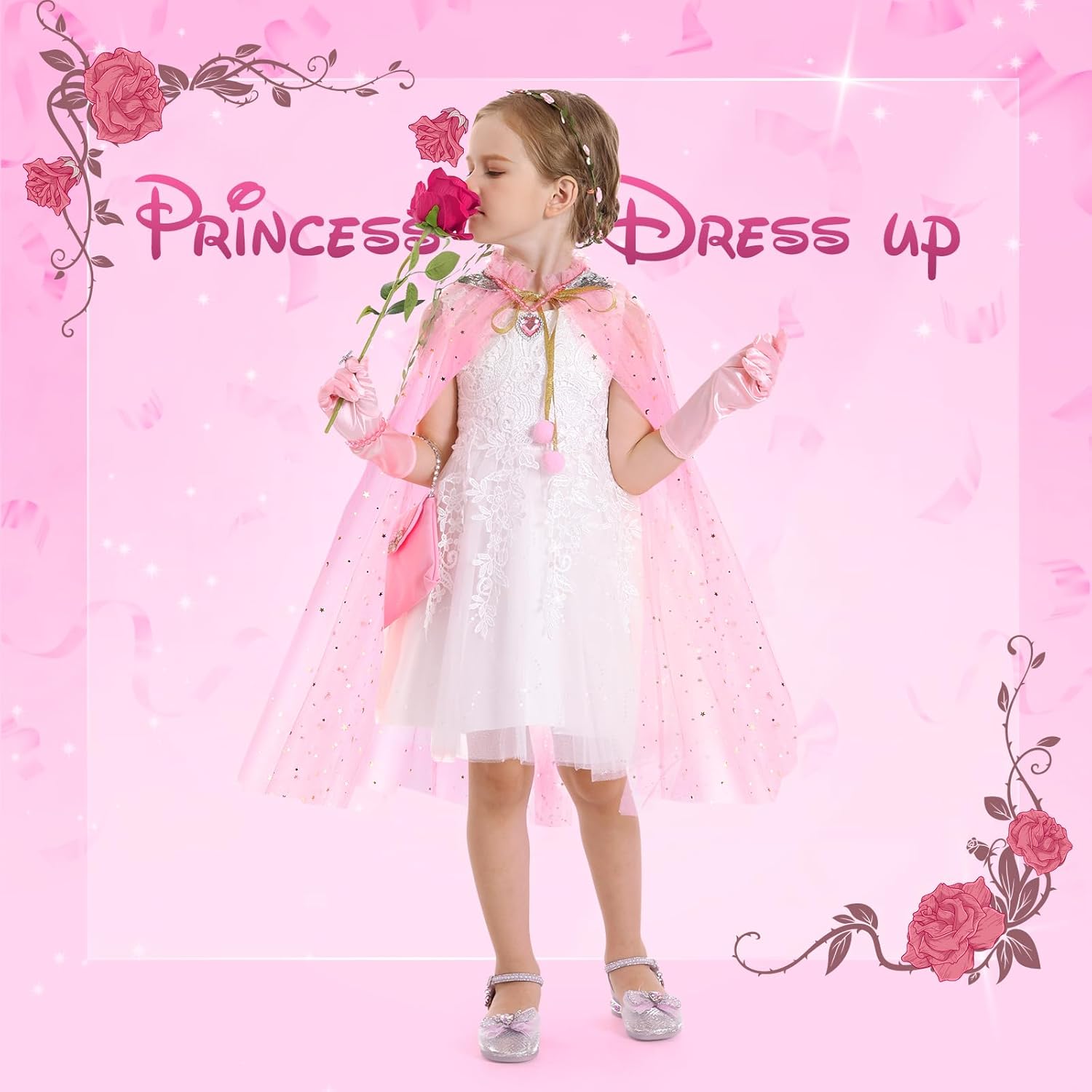 Fedio Juego de capa de princesa, 12 piezas, ropa de princesa para niña, vestidos de princesa para niña, regalo de cumpleaños de 3 a 8 años