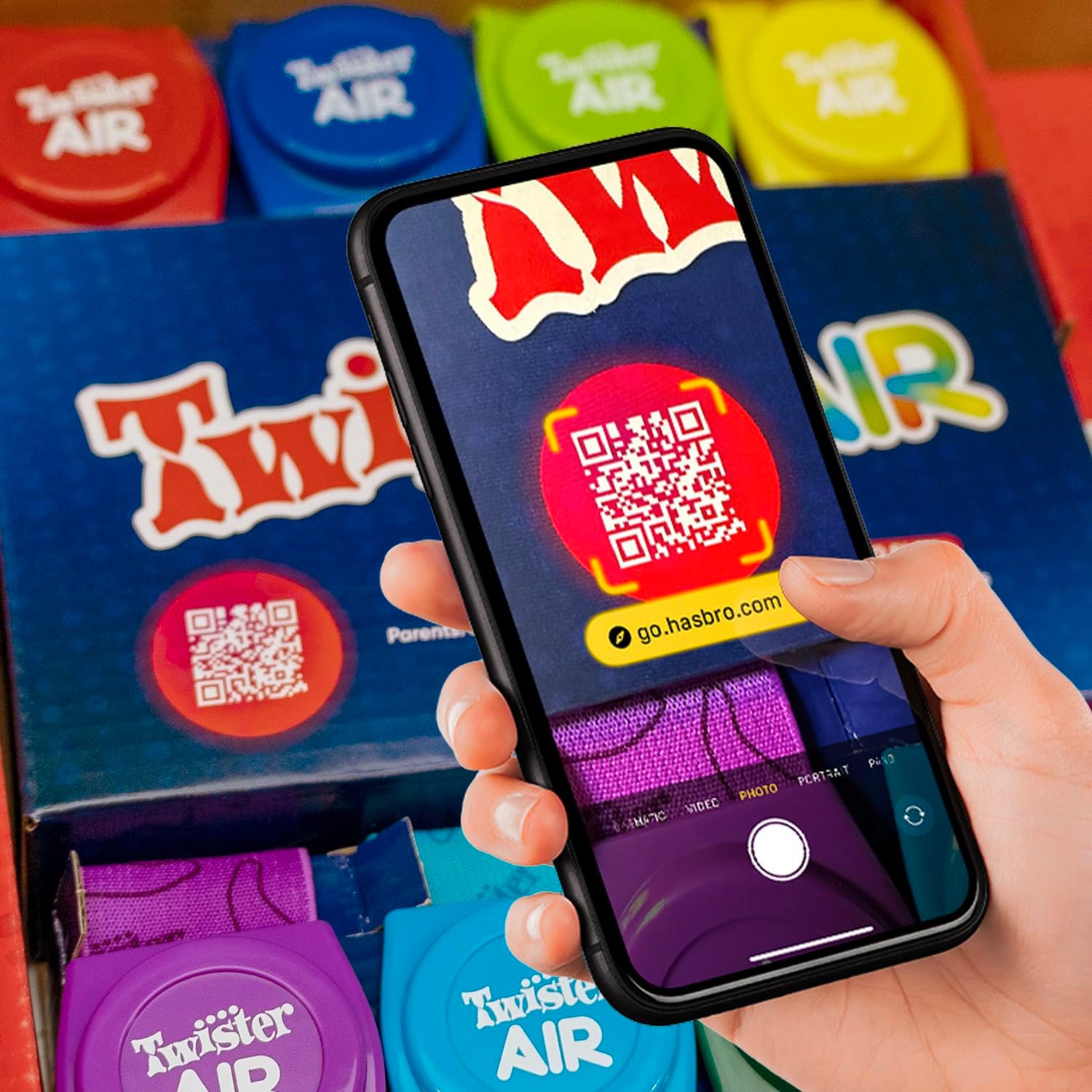 Hasbro Gaming Twister Air Game  AR App Play Game with Wrist and Ankle Bands  Links to Smart Devices  Active Party Games for Kids and Adults  Ages 8+